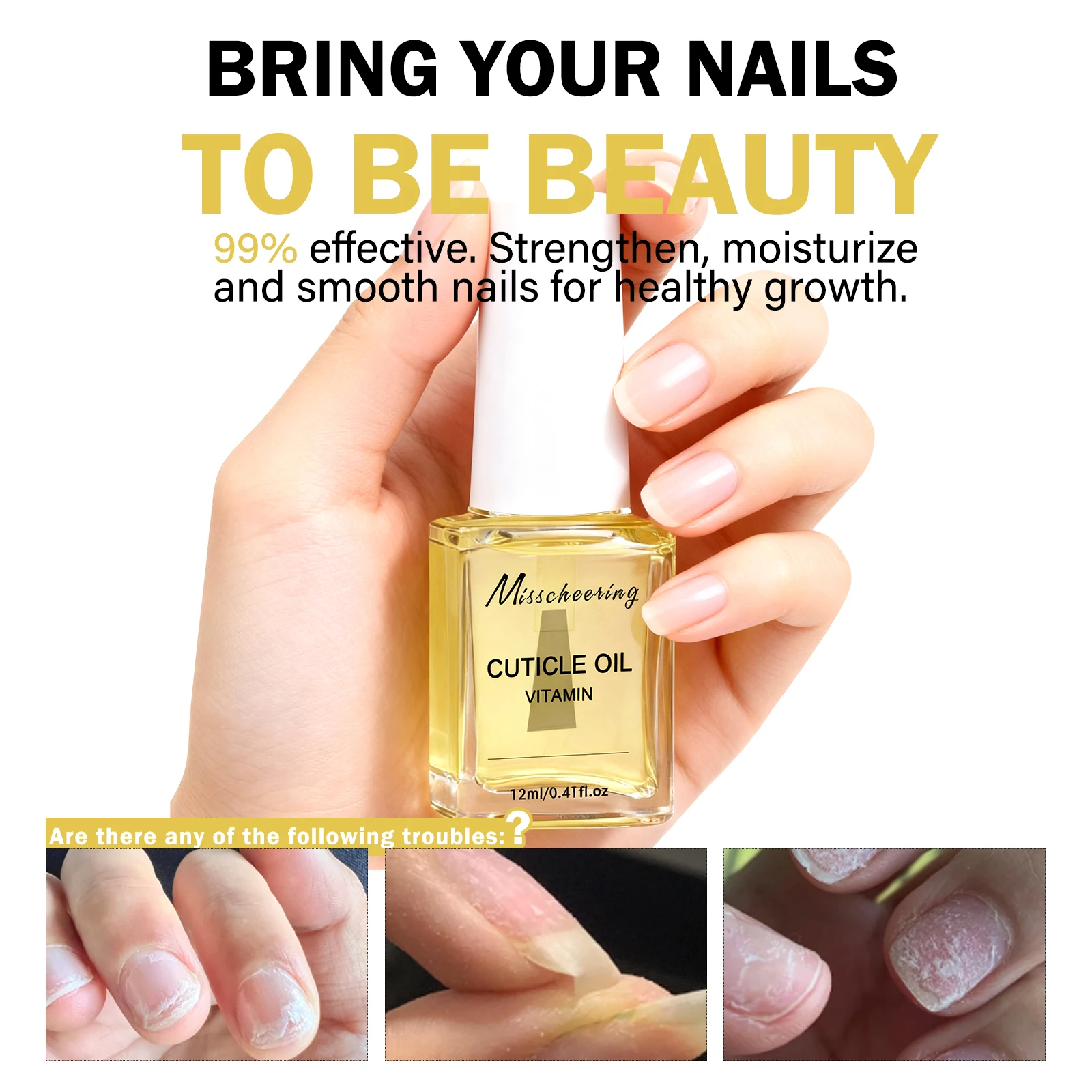 Huile nutritive pour favoriser la croissance des ongles, 12ml, pour réparer les ongles en couches douces et fines, superposition des ongles, huile de soin des ongles de haute qualité