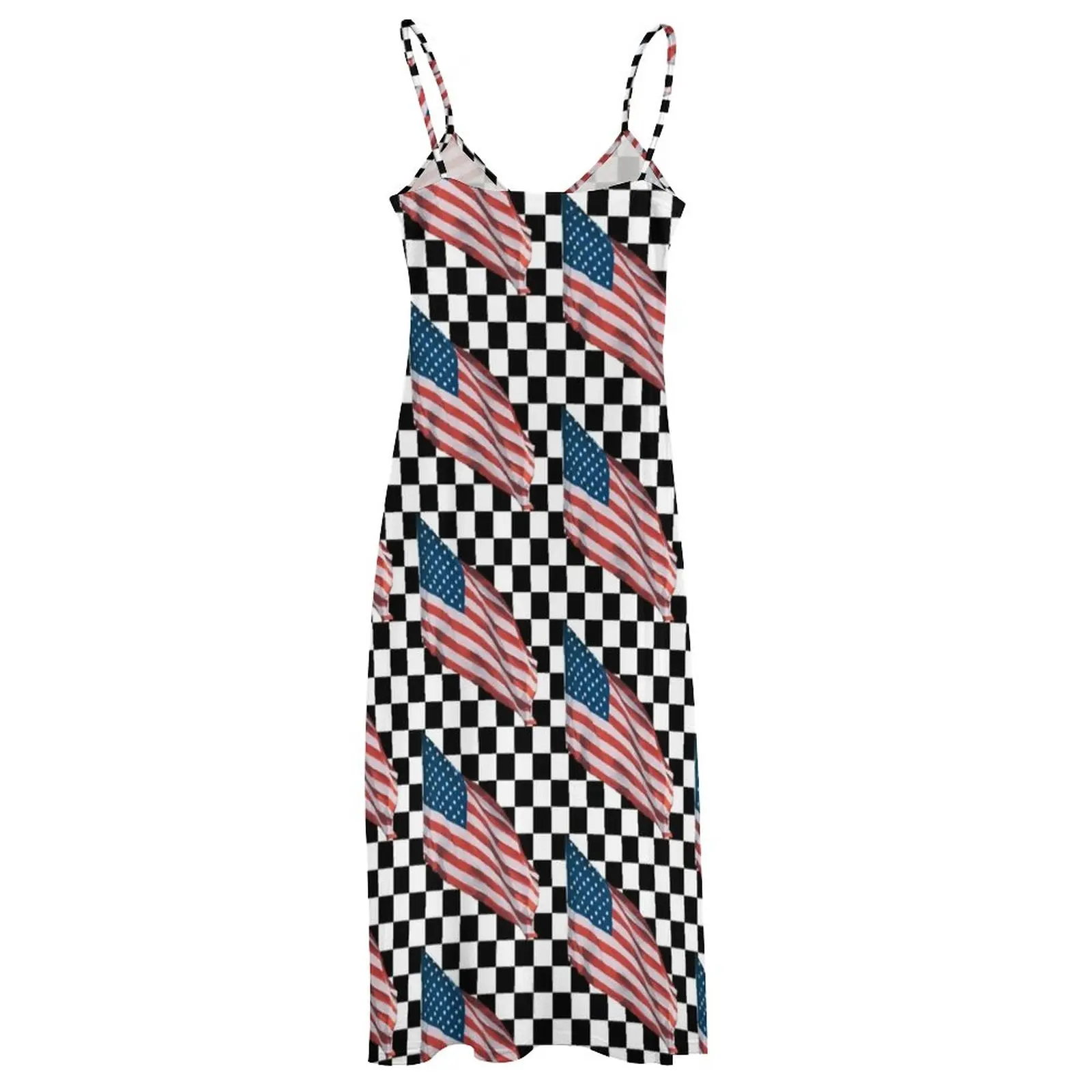 American Flag on a Checkerboard Sleeveless Dress wedding dresses for parties loose summer dress dresses for prom