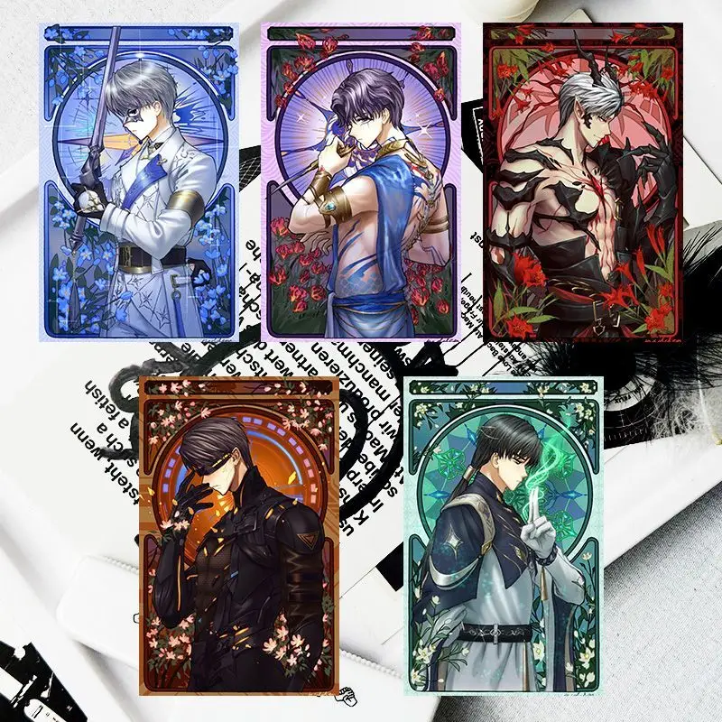 5Pcs/Set New Design Love and Deepspace Laser Card Xavier Zayne Rafayel ralayo Sylus Caleb  Cosplay Rounded Corners LOMO Card