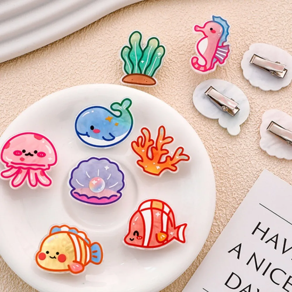 Cute Conch Ocean Fish Hairpin Seaweed Coral Jellyfish Hair Clips Korean Style Barrettes Animal Duckbill Clip Female/Children