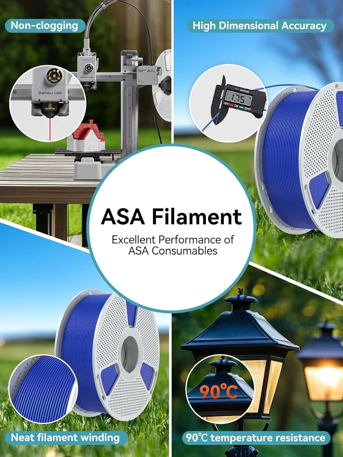 JAYO 1000G ABS/ASA 3D Filament 1.75mm Strong & Durable 3D Printer Filament  Perfect for Functional Prototypes & Mechanical