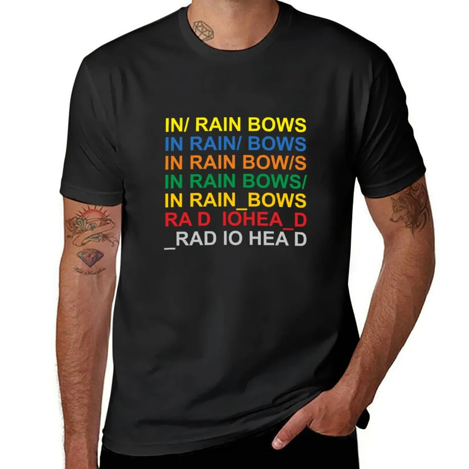 

In Rainbows - RADIOHEADs lyrics Essential T-Shirt vintage clothes anime clothes anime T-shirt men