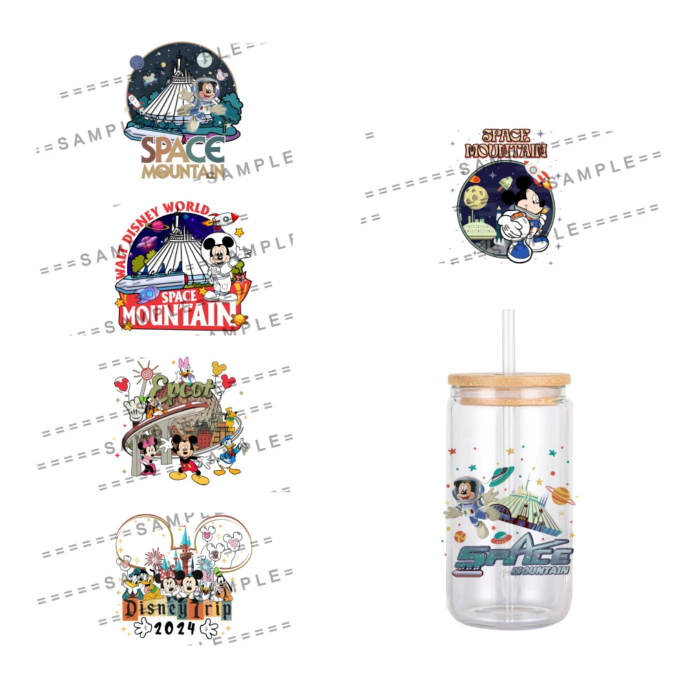 11x12cm Disney Cartoon Mickey Minnie UV DTF Transfer Sticker Waterproof Transfers Decals For 16oz Glass Cup Wrap Stickers