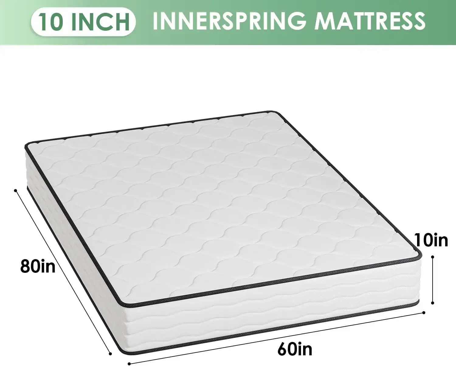 10 Inch Innerspring Queen Mattress Medium Firm Hybrid Mattress with Removable Cover -US Certified Bed-in-a-B