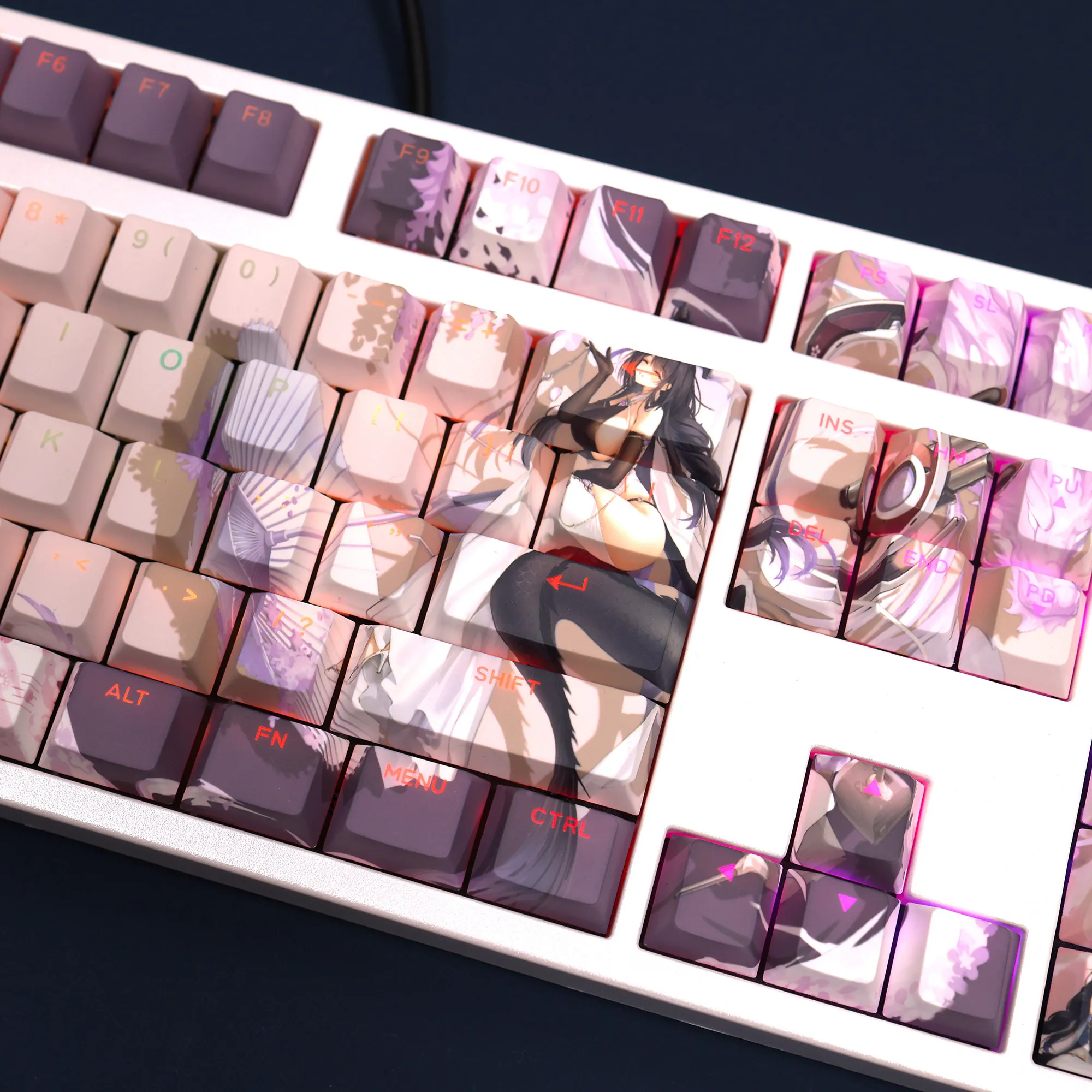 108 Keys/Set Nayoro Azur Lane Cute Sexy Girl PBT Keycaps Cherry Height for MX Switch Mechanical Keyboard Game Custom