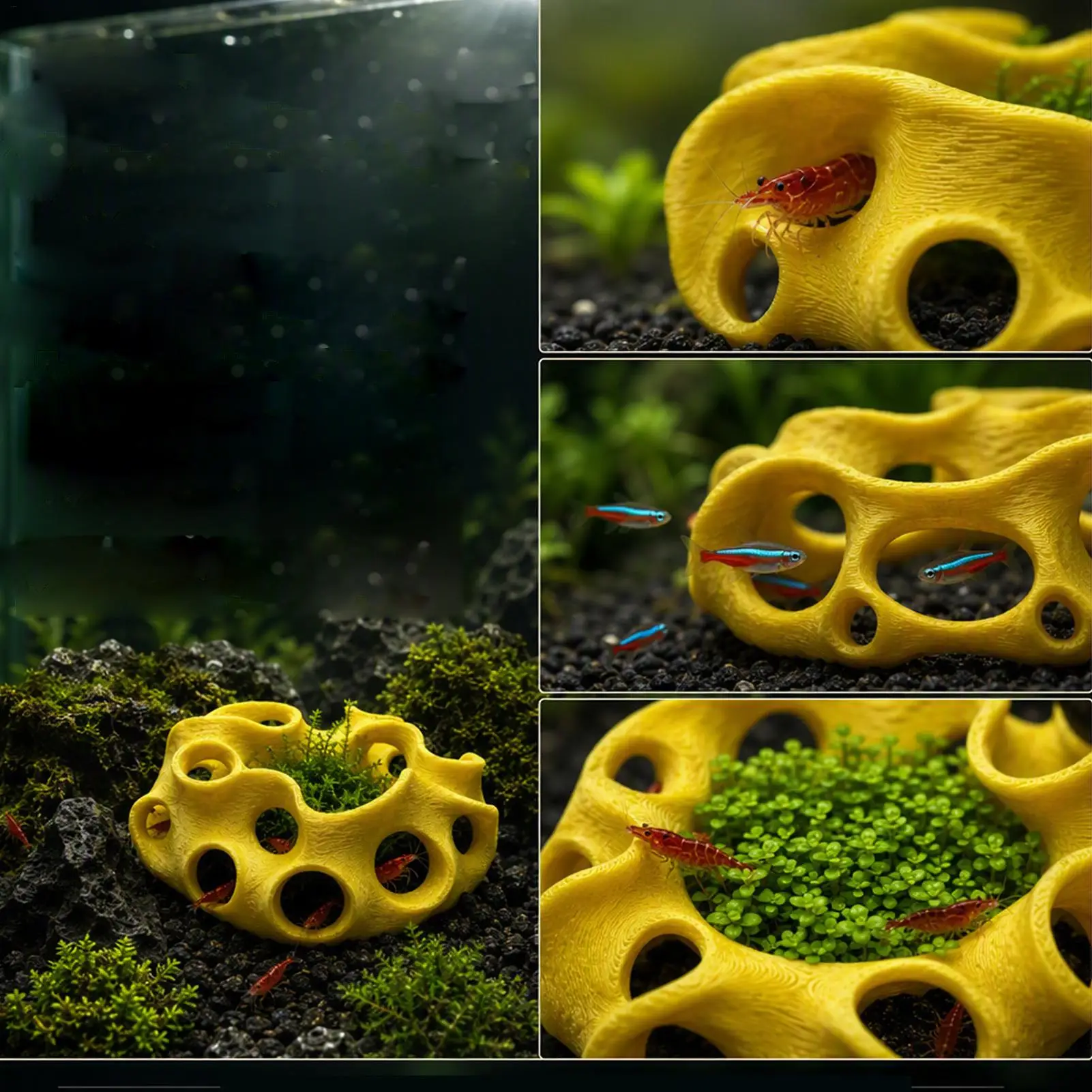 Aquarium-Deko Betta-Hängematte Fisch-Deko Schwimmende Betta-Versteckshöhle Garnelenhöhle Aquarium-Hängematte, Schwimmender Futter- und Ruheplatz – Detail 5