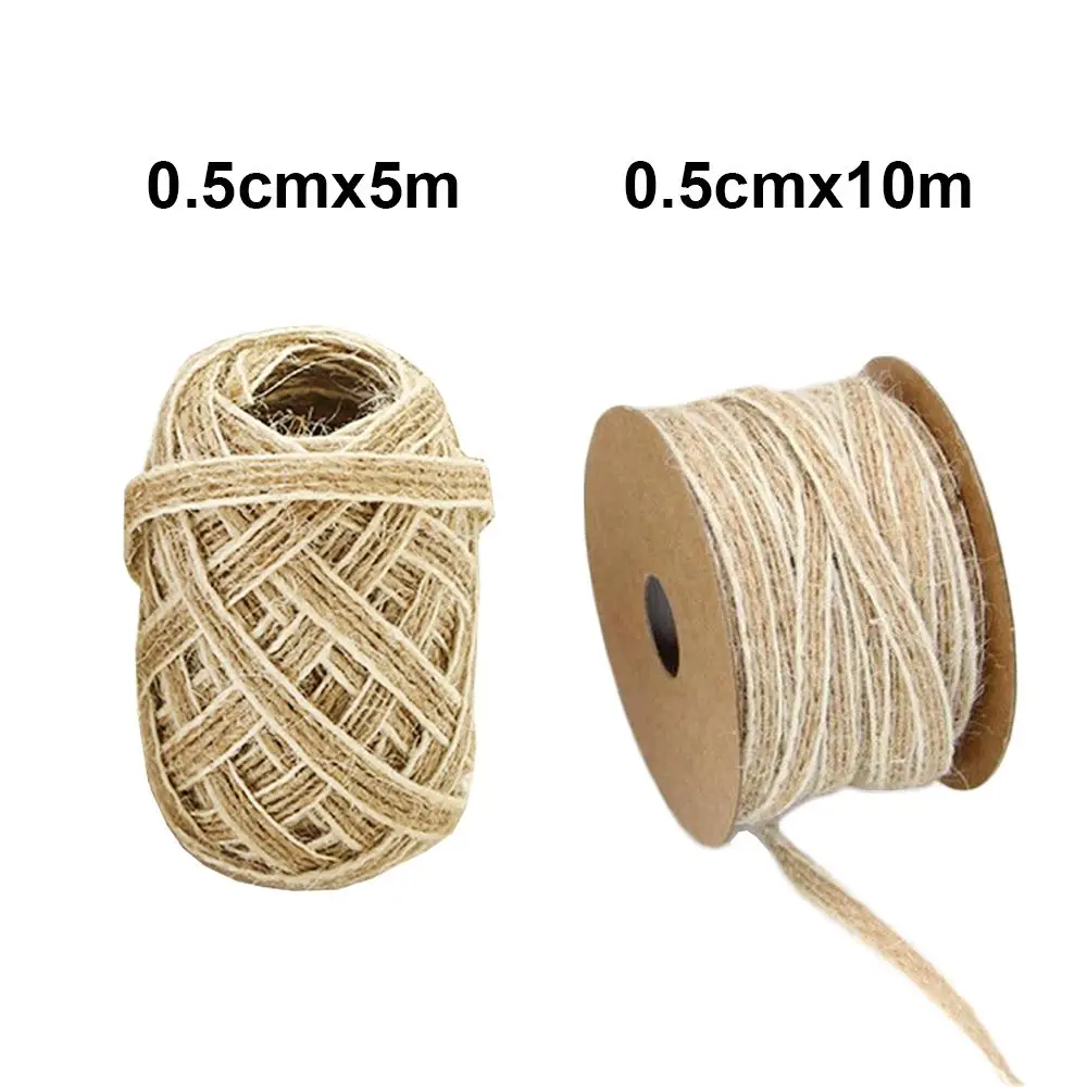 5/10M/Roll 0.5mm Natural Party  Lace Rustic Jute Burlap Rolls Fish Silk Rope Hessian Ribbon Trims Tape