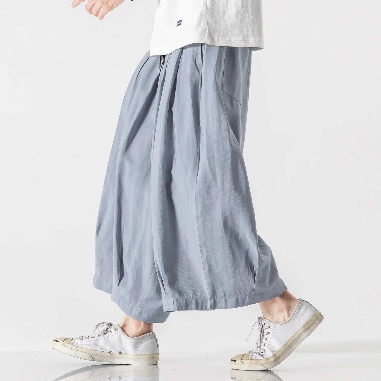 

2023 Spring Summer Hip Hop Cotton Linen Wide Leg Pants Men Chinese Style Loose Trousers Male Joggers Ankle-length Harem Pants