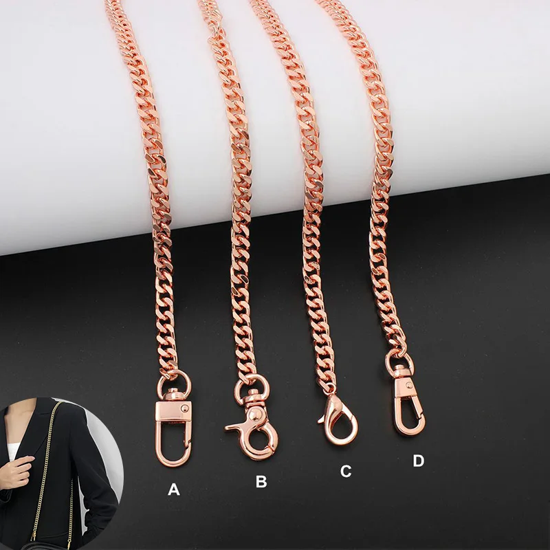 7MM Rose Gold Aluminum Metal Chains for Women Crossbody Handbag Shoulder Bags Purse Strap DIY Replacement Handle Accessories