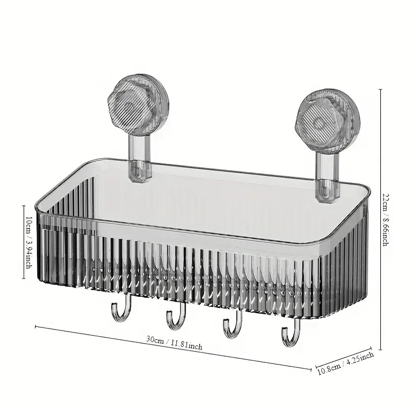 قطعة واحدة من رف الحمام الفاخر المثبت على الحائط - رف معلق أنيق مع كوب شفط قوي، منظم مستحضرات التجميل لتصريف المياه، شام
