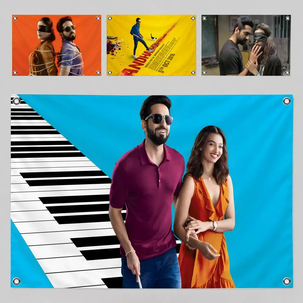 Andhadhun Indian Thriller Movie Flags Home Yard & Garden Decor Banner - Indoor Outdoor Wall Hanging Flag