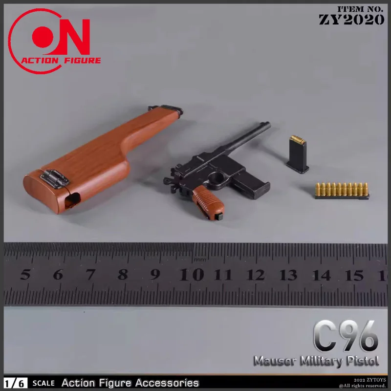 ZYTOYS-funda de pistola militar, modelo de arma, accesorios de escena, cuerpo de figura de acción de soldado, 12 ", z2020, escala 1/6, C96 Mauser