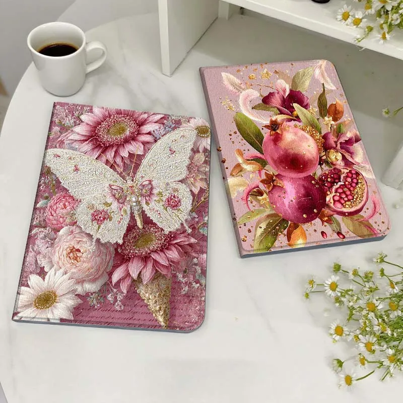 

Pomegranate Floral Feather Tablet Case For Samsung Galaxy Tab S7 S8 S9 S10 FE Lite Gift