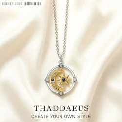 Star And Moon Golden Pendant Link Chain Necklace Summer Brand New Fine Jewelry Europe 925 Sterling Silver Lucky Gift For Women