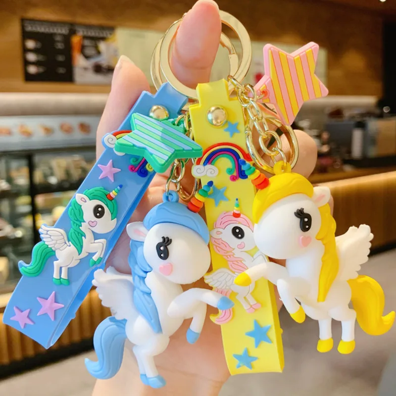 Unicorn Keychain Female Cute Cartoon Doll Car Key Lanyard Bag Phone Pendant Couple Lover Girl Gift Kawaii Child Toy Wholesale