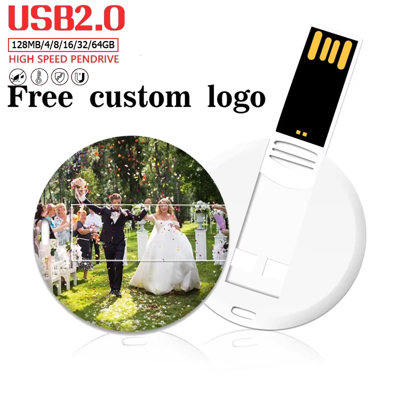 

Мини-круглая карта USB-флешка 128 ГБ, 1 шт., бесплатный индивидуальный логотип, USB-флеш-накопитель для карты, 64 ГБ, печать, красочный логотип для подарка