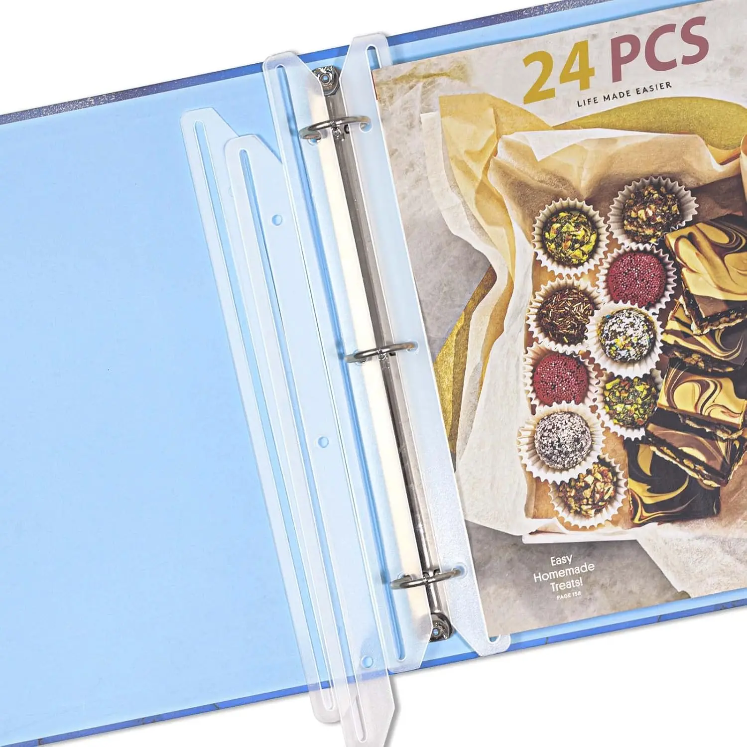 

24-Pack Translucent White Magazine Holders, 3-Hole Punched for Binder Organization