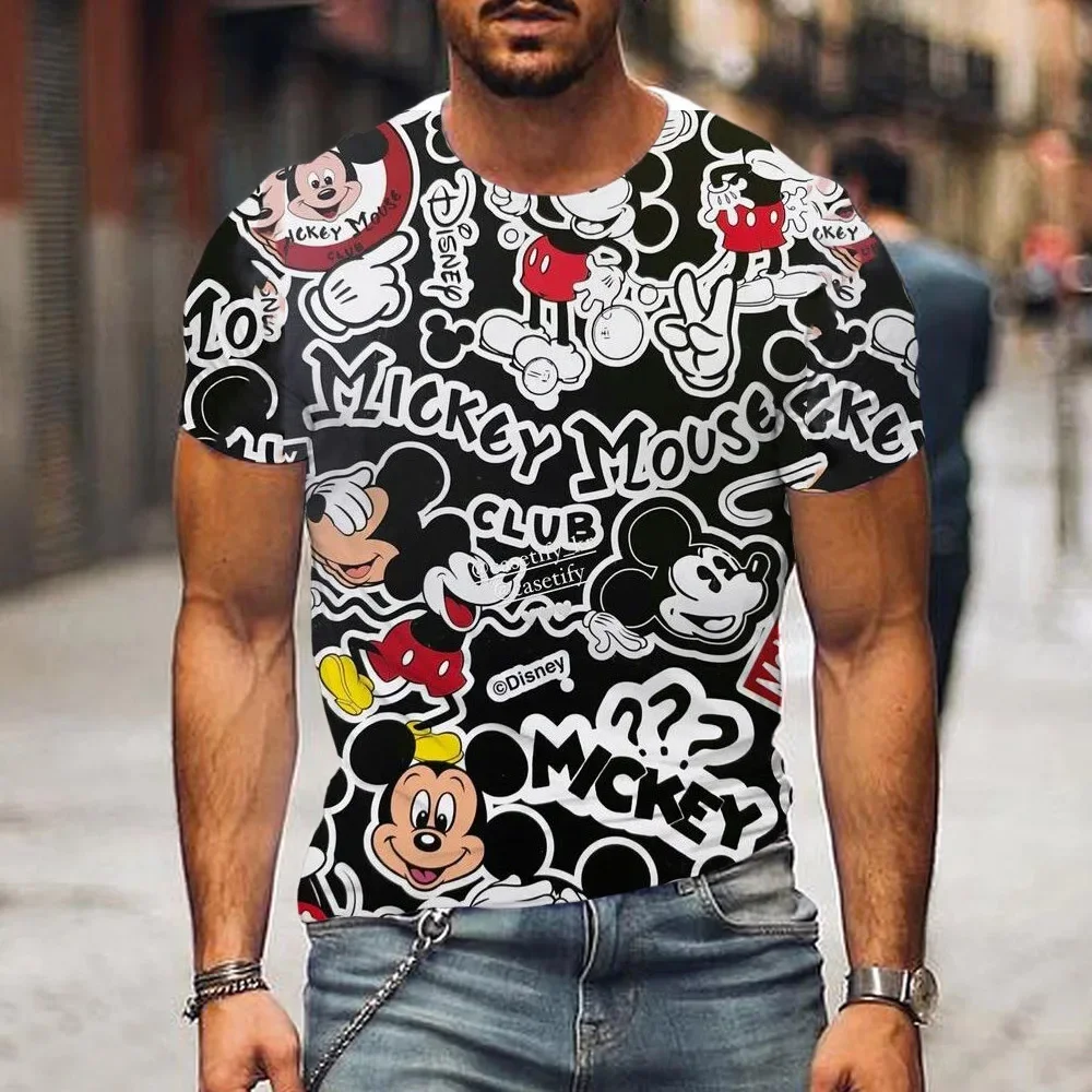 

2024 Disney Summer Mickey Mouse Short Sleeve 3d Print T-shirt Men's T Shirt Couple Cartoon TShirts Cute Funny Tops Tee