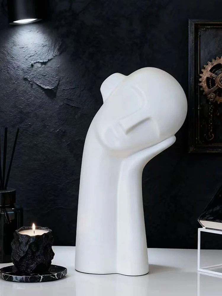 Nordische Abstrakte Kontemplations-Denker-Porträt-Skulptur Dekorative Kunst Hochwertige Luxus-Heimdekoration Geschenk – Detail 5