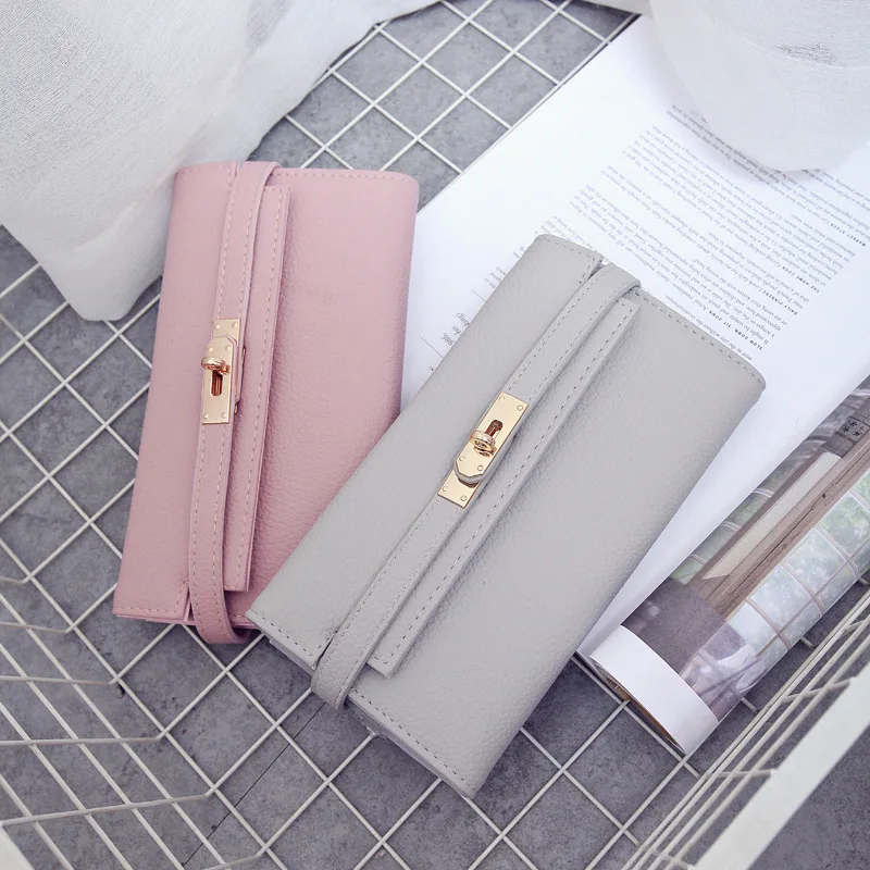 Luxury Brand Woman Wallet Female Long Clutch Bag Designer Leather Wallet High Quality Card Hold Lady Money Bag with Orange Purse