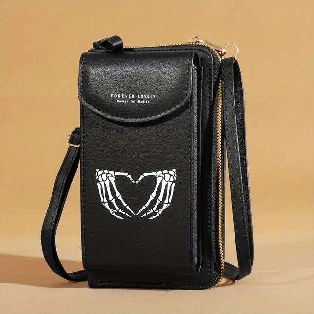 Halloween Skull Crossbody Bag - Women's PU Leather Small Shoulder Bag, Gothic Style Coin Purse For Daily Use - View #2