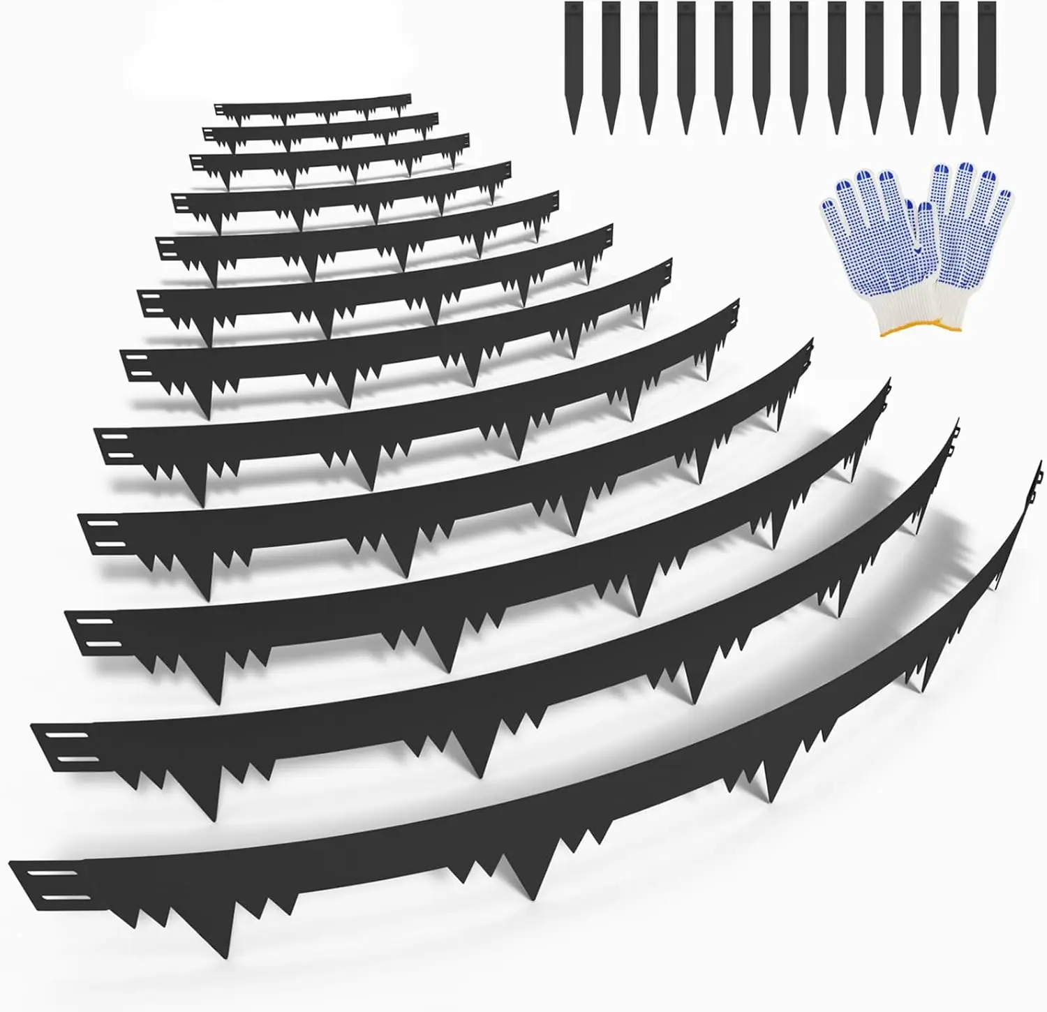 Metal Landscape Edging Border 12 Packs 42'' L x 4.5'' H, Galvanized Steel Garden Edging Border with 12 Stakes, Hammer-in Lawn Ed