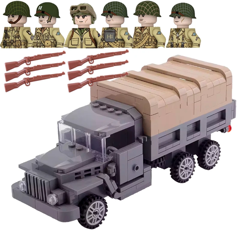 WW2 Military Vehicle US German soldiers Figures Building Blocks Tank Armored Car Truck Gun Accessories Army Bricks Toy Kids Q145