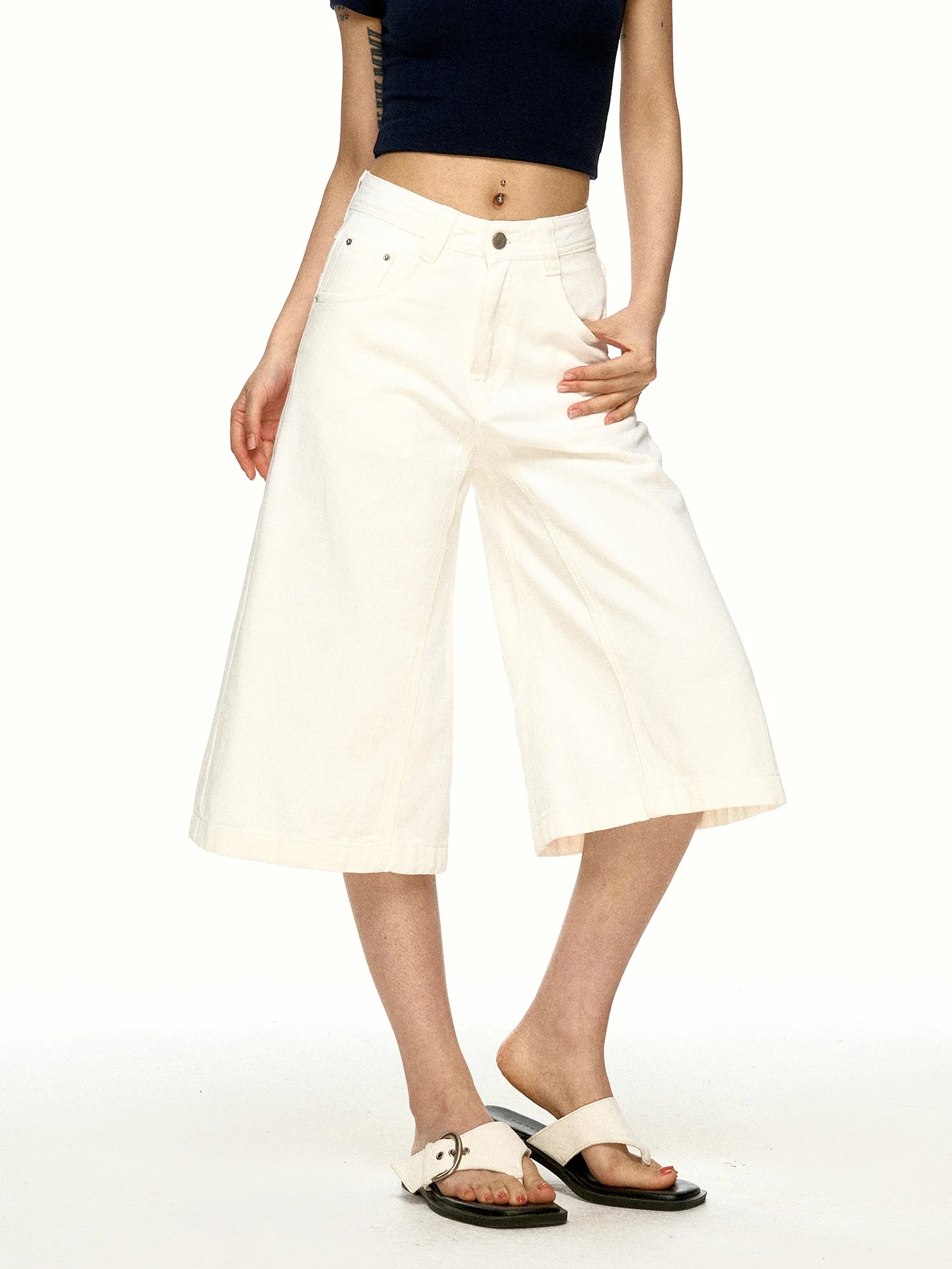 Aaisup, pantalones vaqueros blancos de estilo americano para mujer, pantalones de verano finos y holgados de corte recto, pan...