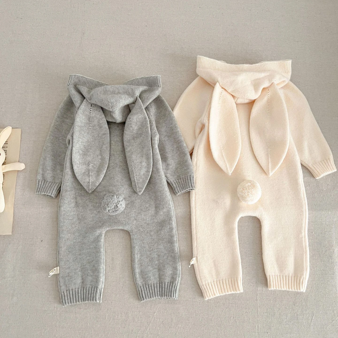 Baby Clothes Knitted Jumpsuit Autumn Cute Little Bear Ears Boy's One Piece Clothes Knitted Climbing Clothes
