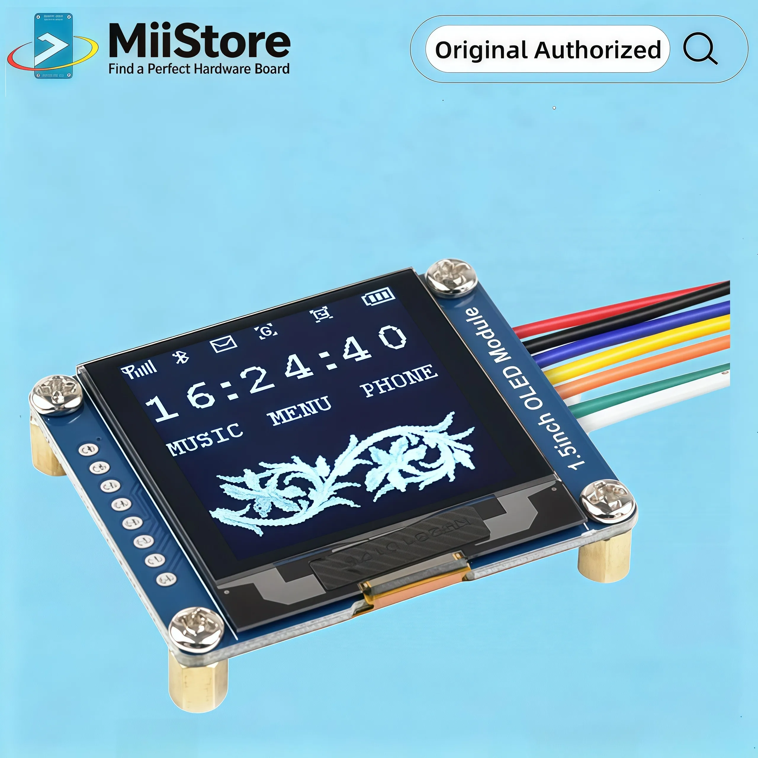 Waveshare 1.5 Inch OLED Display Module 128x128 Pixels 16-bit Grey Level SPI / I2C Compatible with Arduino/ Raspberry Pi / STM32