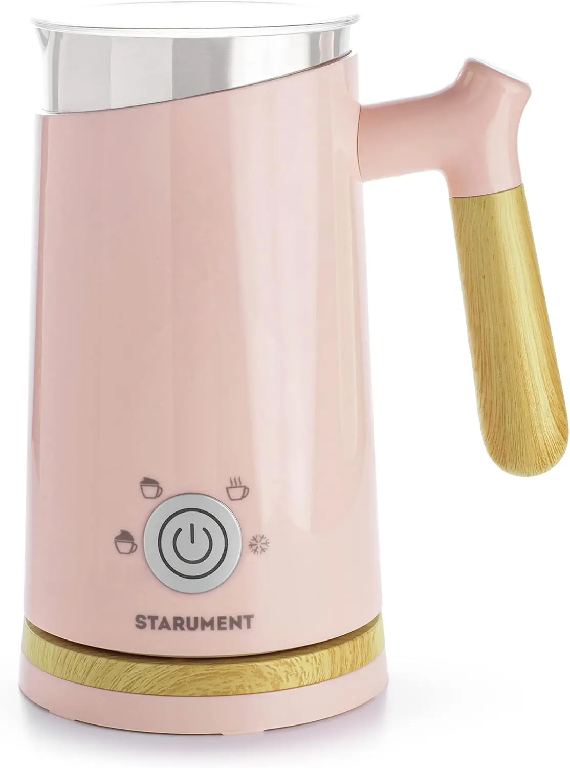

Automatic Milk Frother & Heater for Coffee, Latte, Cappuccino - 4 Settings Cold/Warm Foam, Easy to Use Pink Design