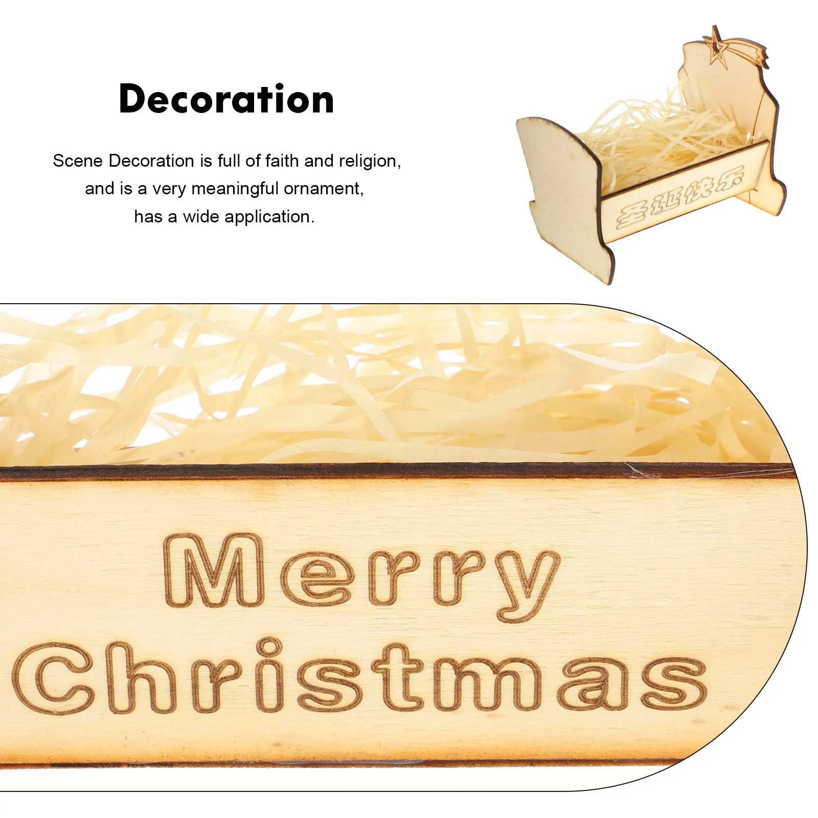 

Solid Wood Mini Manger Bed Nativity Scene Decoration Jesus Manger Ornament Mini Nativity Landscape Religious Supplies