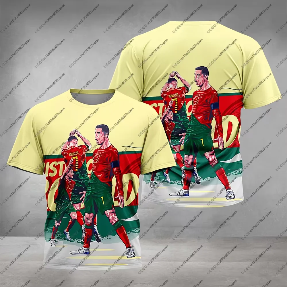 

Football Jersey Tee Men Kid Gift Male Soccer Flame Casual Boys Sportswear T Shirt Top Ronaldo 7 Party Portugal Breathable Top