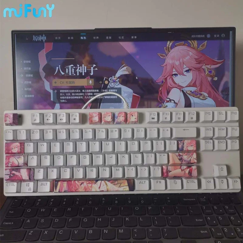 

MiFuny Genshin Impact Full Set Keyboard Yae Miko Anime Mechanical KeyboardWired 87keys Custom Hot Swap RGB Backlight Keyboard