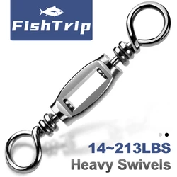 FishTrip 15Pcs Fishing Swivel Heavy Duty Stainless Steel Swivels Saltwater Fishing Connector Terminal Tackle