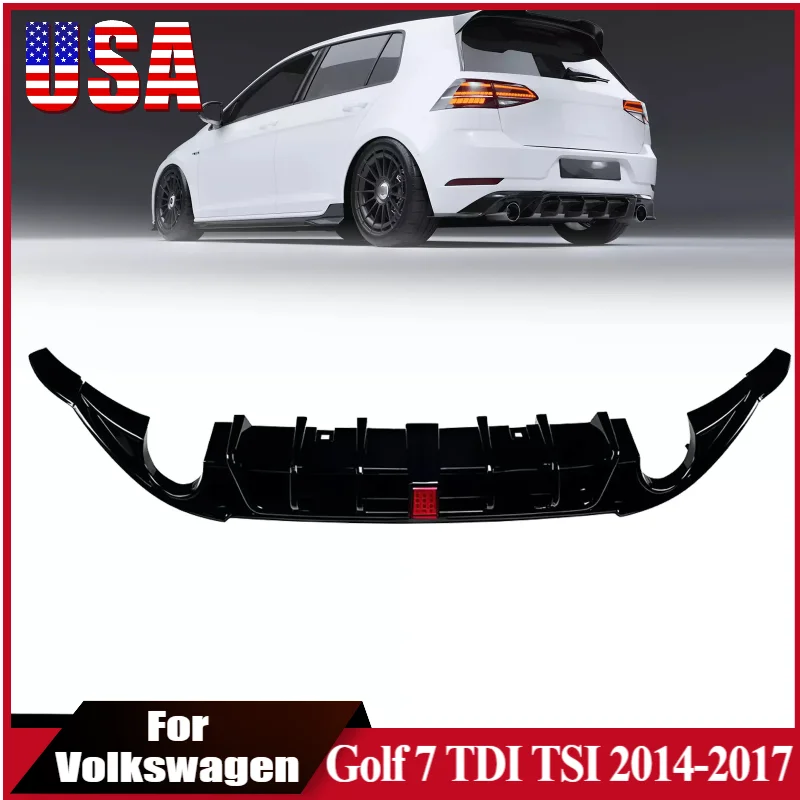 

Rear Diffuser For VW Golf 7 MK7 Standard TDI TSI 2014-2017 Rear Bumper Diffuser Spoiler Splitter Lip w/LED Light Car Body Kit