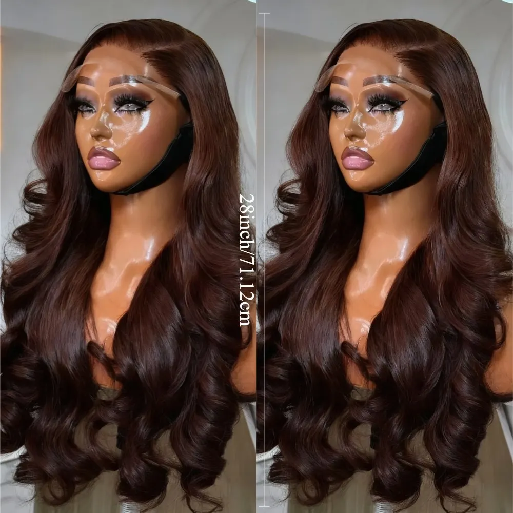 

Brown Body Wave Lace Front Wig 13x4 HD Transparent Lace Front Wig for Women with Baby Hair 250 Density Lace Front Wig Human Hair