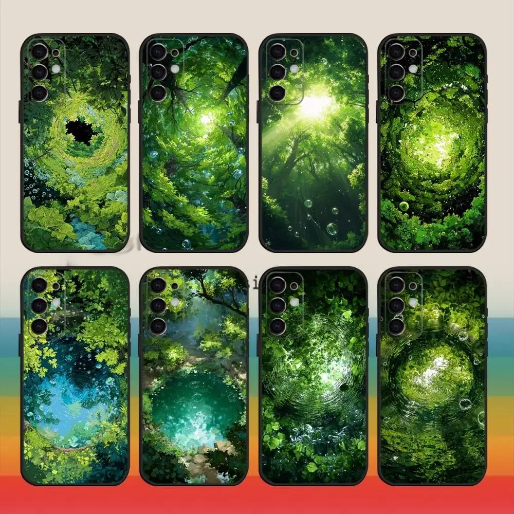 

Seeking Greenery in Ripples Phone Case For Samsung S25,S24,S23,S22,S21,S20,Ultra,Plus,FE Black Soft Cover