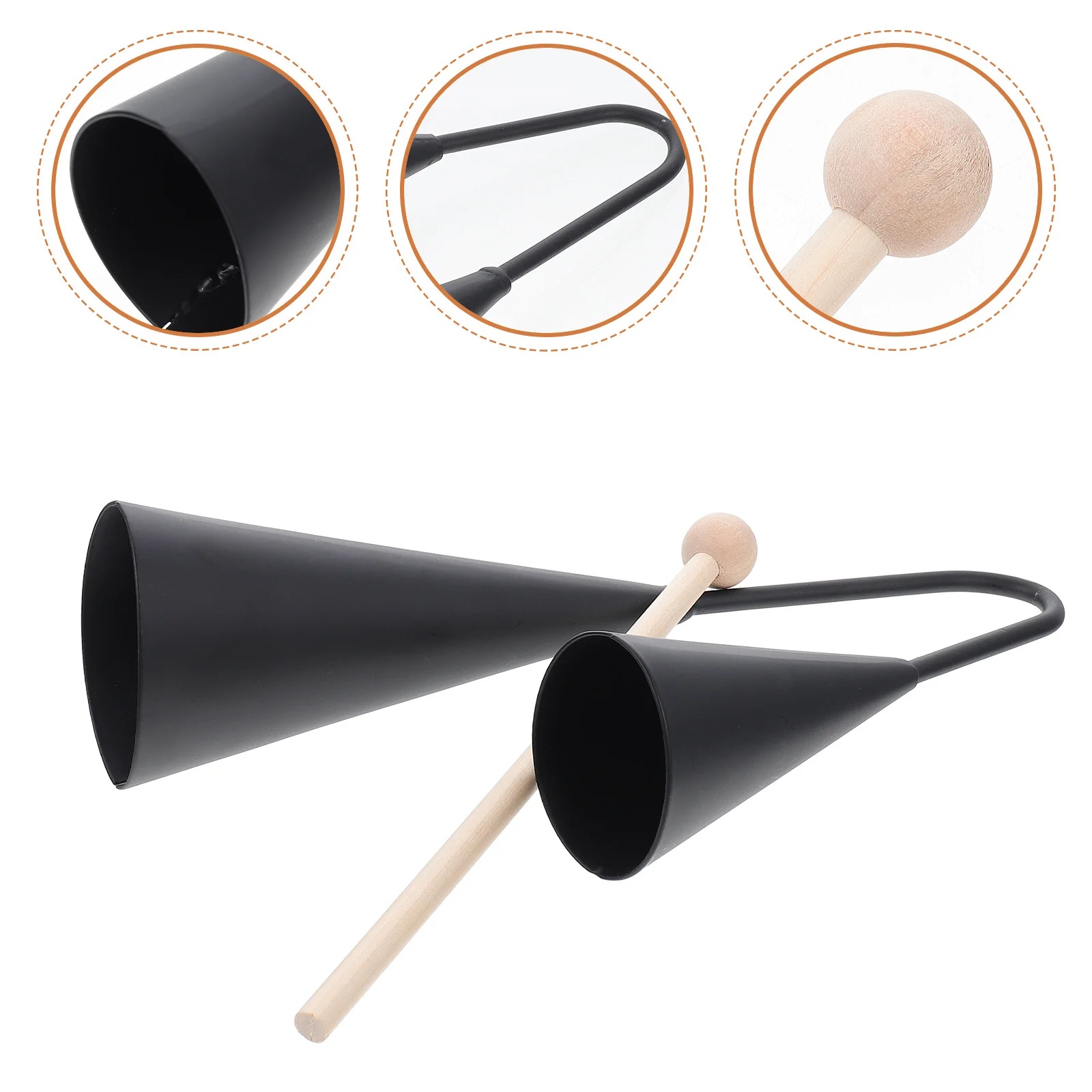 

1 Set Double Trumpet Percussion Instrument For Music Educational Two Tone Bell Agogo Bell Metal Cowbells Samba Instrument