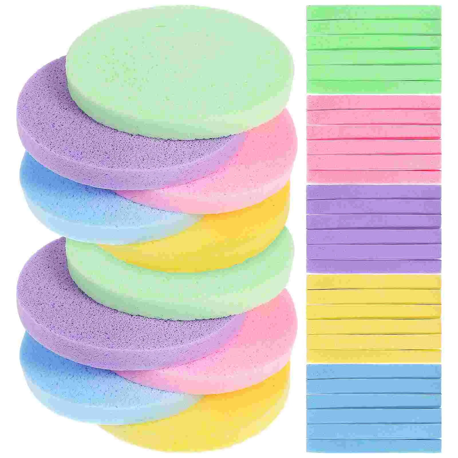 120 Pcs Facial Sponge Fan Bubble Facials Cleaning Supplies Makeup Remover Pads Compressed Sponges Round