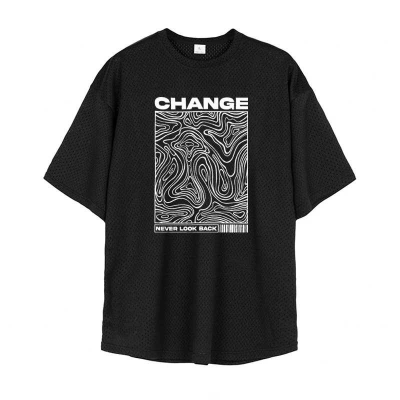 

Мужские спортивные футболки с коротким рукавом для фитнеса, бодибилдинга и тренировок, свободного кроя, летние, сетчатые, быстросохнущие, оверсайз