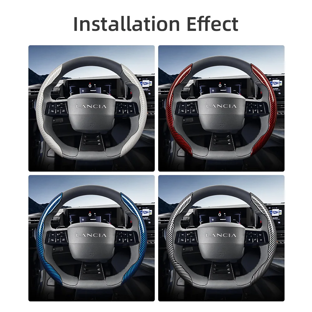 Suitable for Lancia Carbon Fiber Texture Steering Wheel Cover with Segmented Quick-Release Design, Easy to Install and Durable, Suitable for Ypsilon Models, Available in Black, Red, Blue, Silver, White and Other Colors