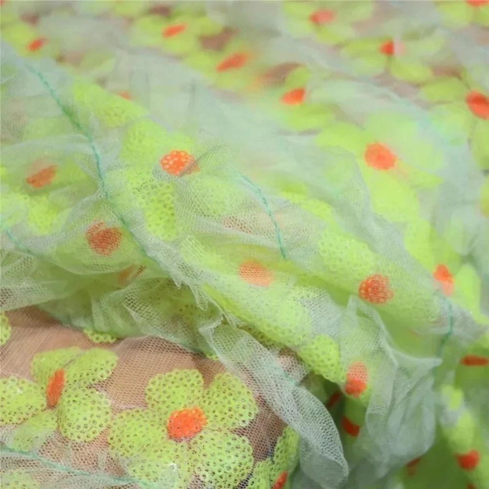 

Вышитая бисером сетчатая ткань, креативная для платья, одежды, модельер, ручная работа, материал для шитья своими руками, ткань, оптовая продажа