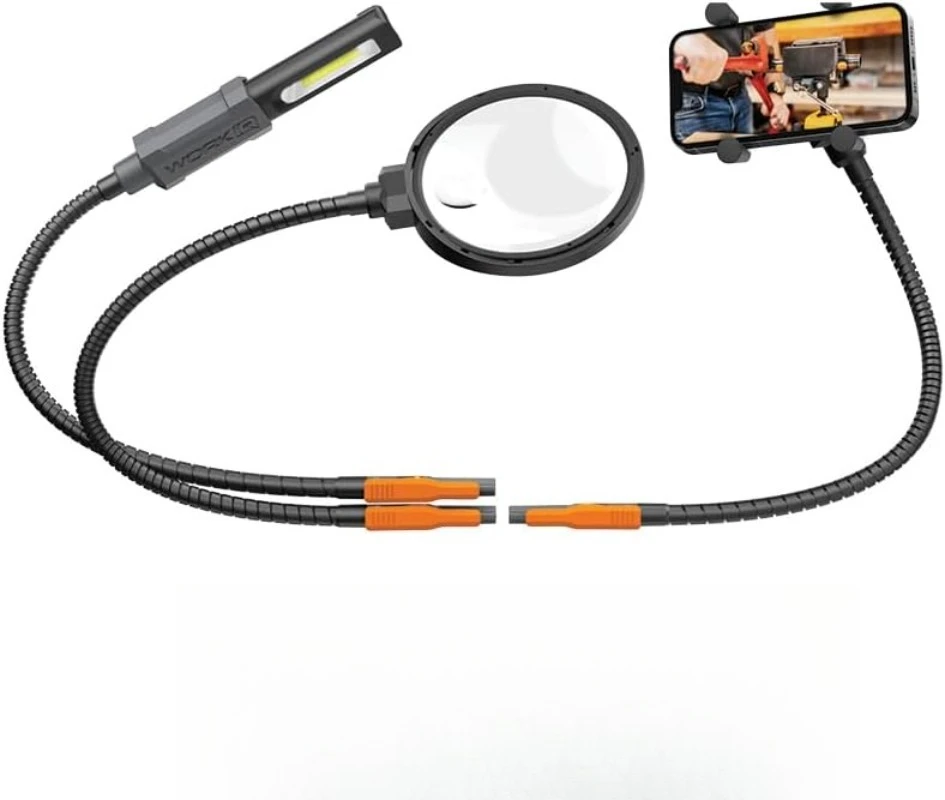 

Соединение | Система аксессуаров Hands-Free с 3-мя настольными креплениями | В комплект входит увеличительное стекло, перезаряжаемый рабочий светильник.