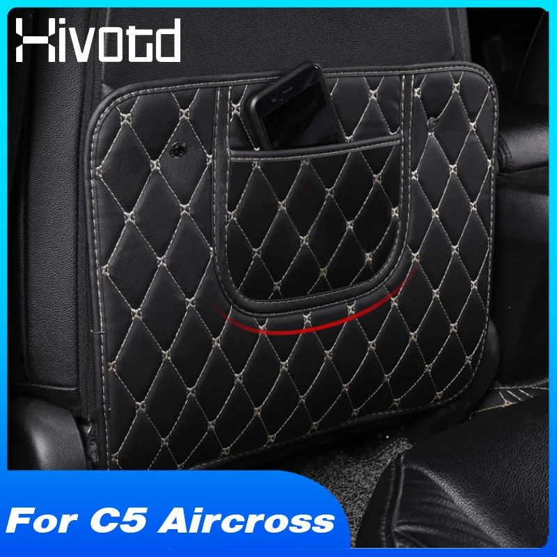 

Car Rear Back Seat Anti-Kick Cushion Pad Rear Seat Anti-Dirty Kick Mat Cover Decor Accessories For Citroen C5 Aircross 2021-2017