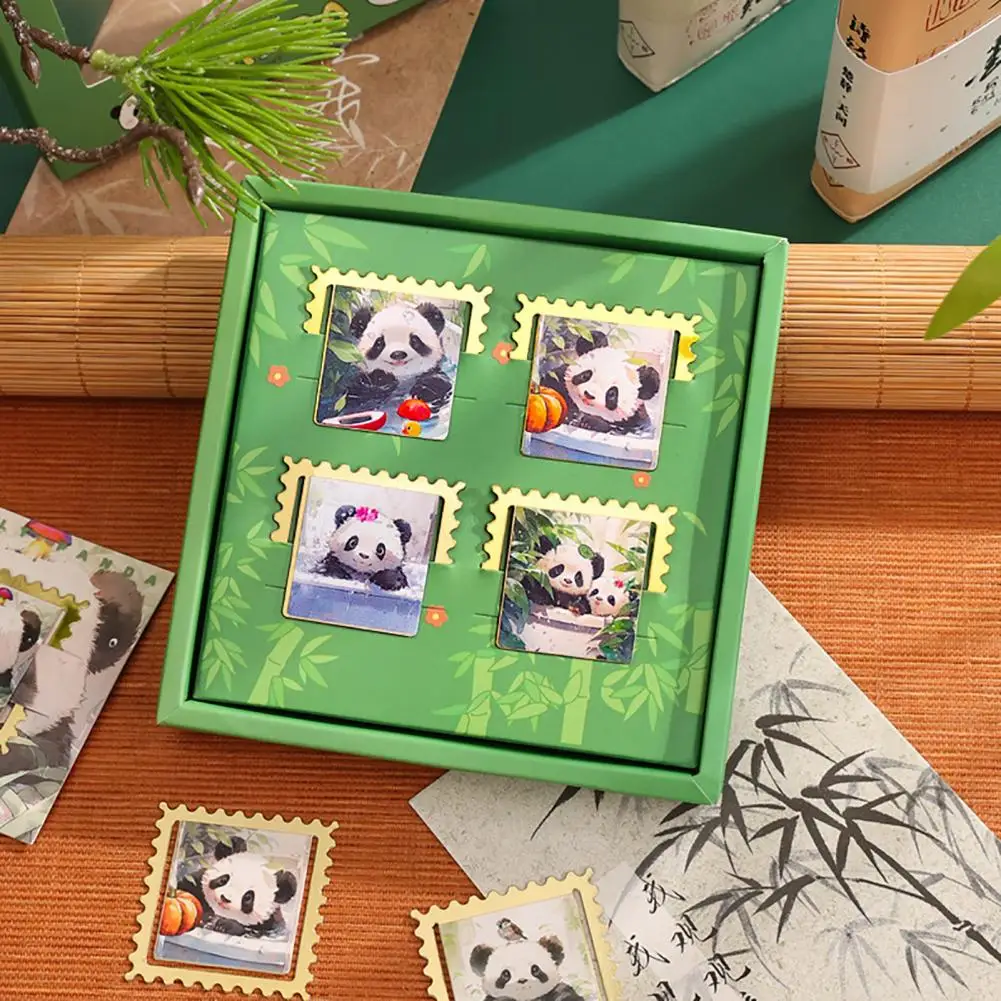 귀여운 금속 판다 금속 책갈피, 스테인레스 소장용, 중국 스타일, 교사 선물, 책 마커, 학생 액세서리, 4 개