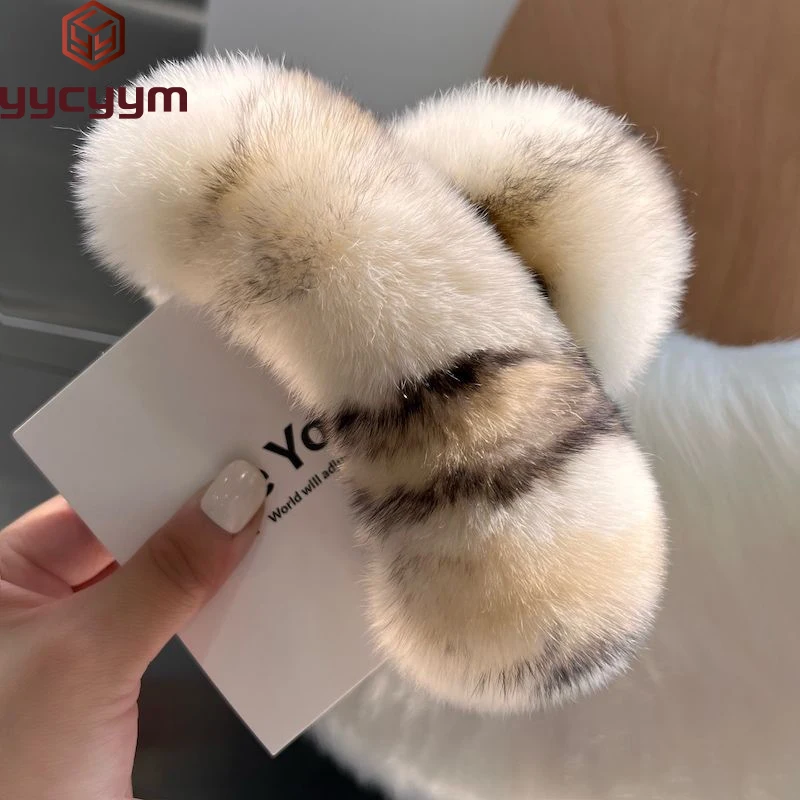 

New Hairpin Cute Plush Rex Rabbit Fur Hair Claw Women Elegant Temperament Real Rex Rabbit Fur Hairgrips Fashion Hair Accessories