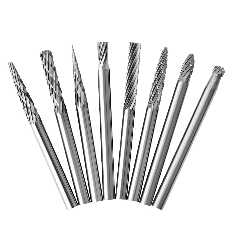Rotating File 3mm Tungsten Steel Milling Cutter Metal Grinding Head Thread Hard Alloy Grinding Head Small Sharpening Tool