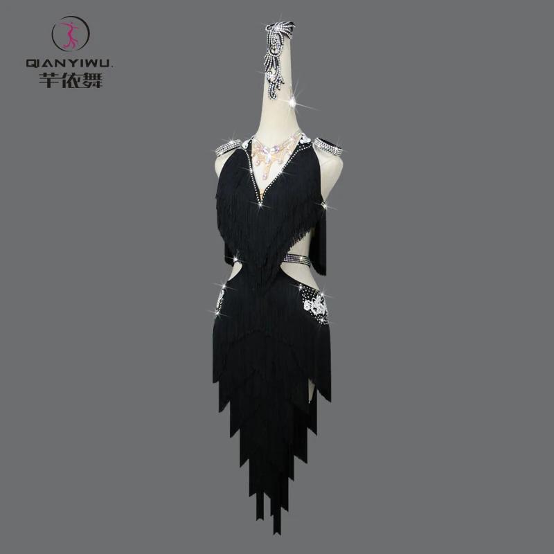 Strój do tańca latynoamerykańskiego dla dziewczynki, sukienka sceniczna z frędzlami, kostium damski na studniówkę, zawody, sport, imprezę, strój taneczny dla dzieci, garnitur, 2025