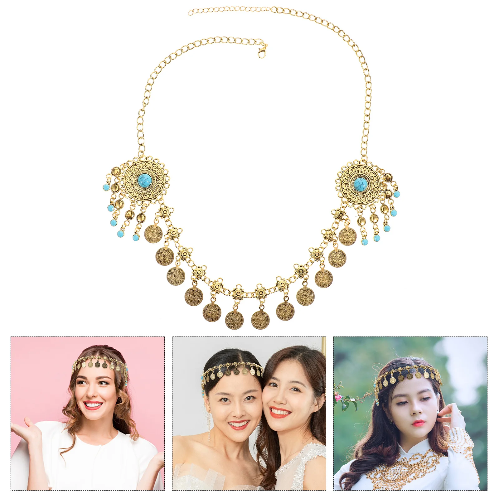 

Vintage Boho Chain Headpiece Tassel Design Retro Bridal Hair Jewelry Forehead Chain Wedding Accessories Jewelry